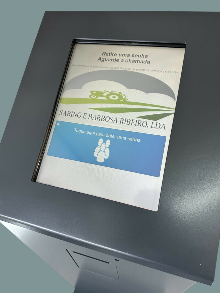 Quiosque Dispensador de Senhas, Ecrã táctil 15pol. Cor Cinzento Rato, Recondicionado (como novo)