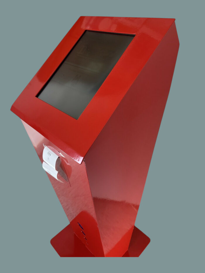 Quiosque Dispensador de Senhas, Ecrã táctil 15pol. Cor Vermelho, Recondicionado (como novo)